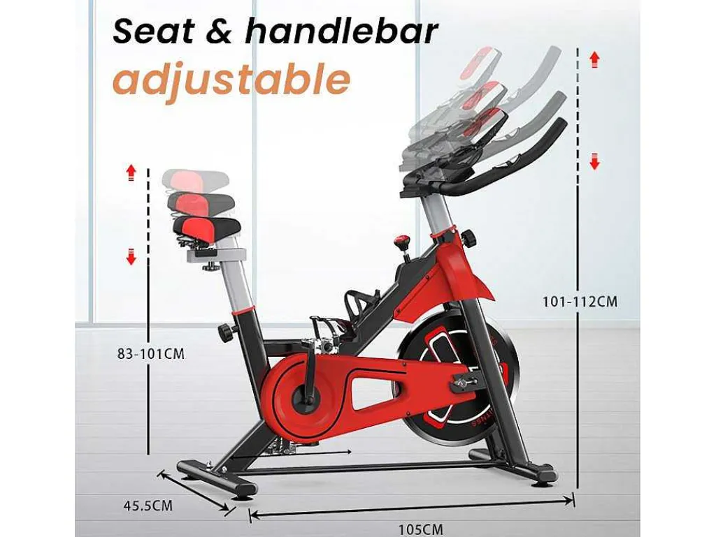 Spin Bike Met Verstelbare Zitting En Stuur, Hometrainer Met Verstelbare Weerstand En Lcd Display-Vente-unique