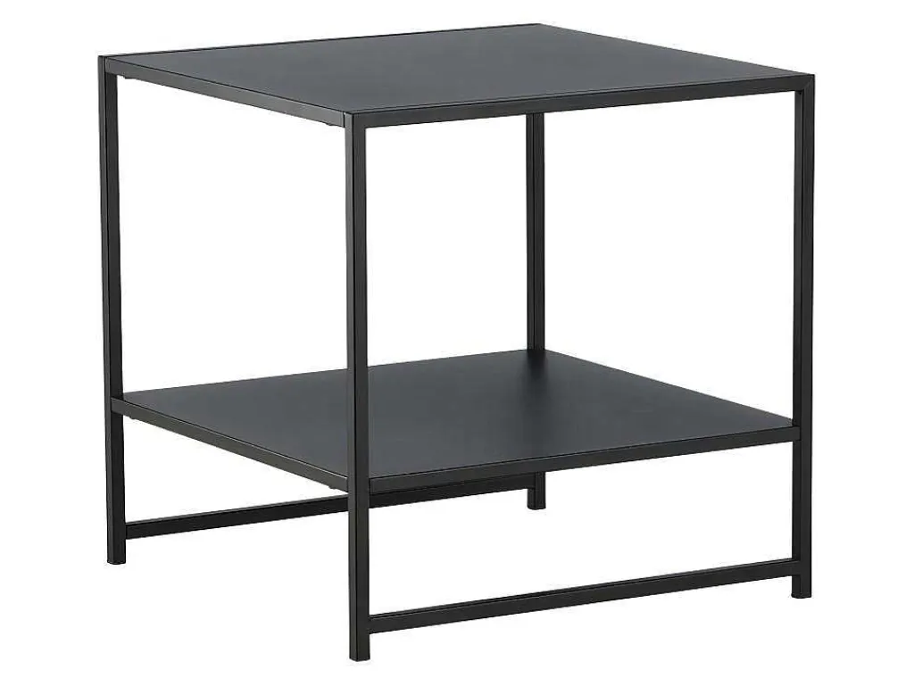 Staal Bijzettafel Met Plank 51X51 Cm Zwart.-Venture Home Best