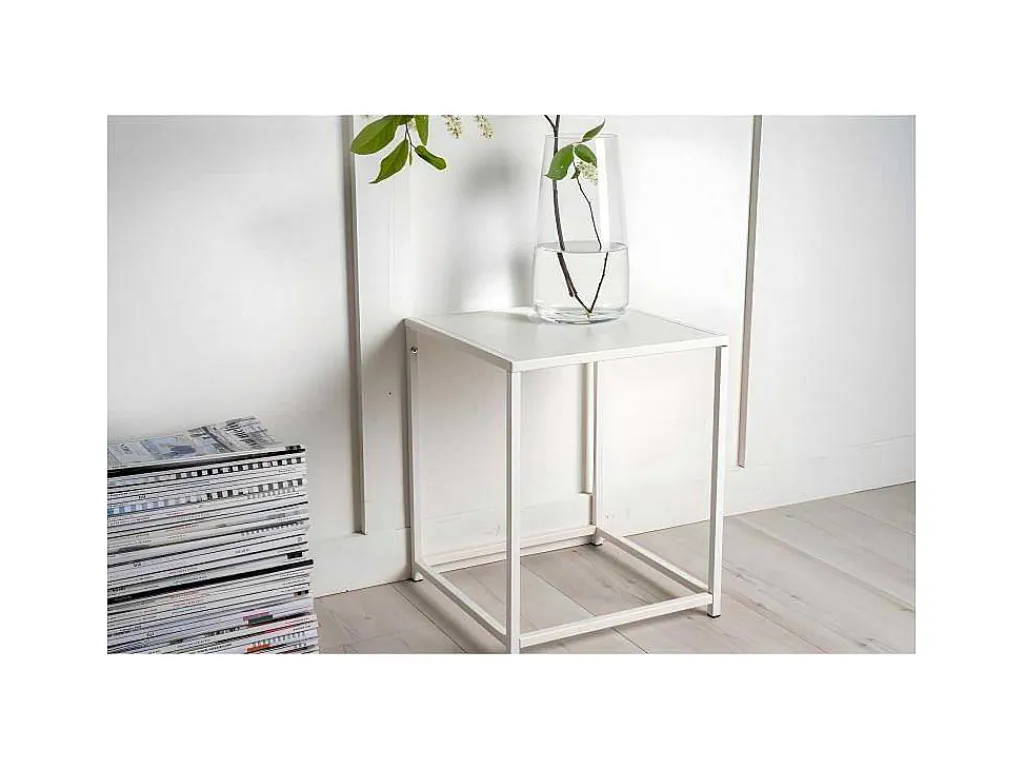 Staal Bijzettafel 38X37 Cm Wit.-Venture Home Online