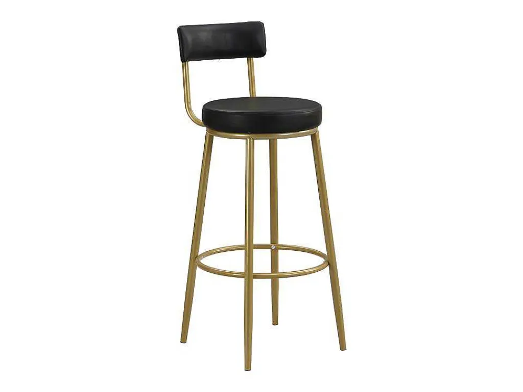 Staande Eettafel - 1 Tafel En 2 Krukken - Rechthoekige Tafel - Zwart & Goud-ModernLuxe