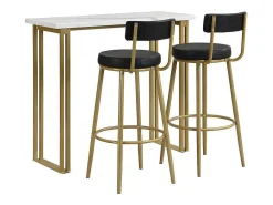 Staande Eettafel - 1 Tafel En 2 Krukken - Rechthoekige Tafel - Zwart & Goud-ModernLuxe