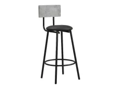 Staande Eettafel - 1 Tafel En 2 Krukken - Ronde Tafel Met Opbergplank - Zwart & Grijs-ModernLuxe