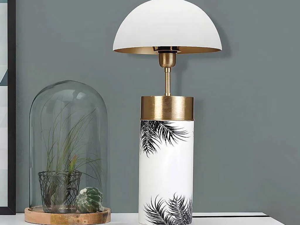 Staande Lamp Champignon Art-Decostijl Agaric - Ijzer - H54Cm - Wit, Goudkleurig En Zwart-OZAIA Online