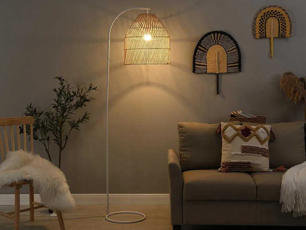 Staande Lamp Etnische Stijl Van Ijzer En Rotan - H 177 Cm - Parnaiba-OZAIA Best