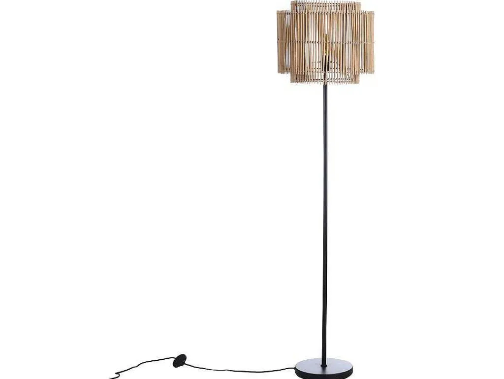 Staande Lamp Etnische Stijl Van Bamboe En Zwart Metaal - D 40 Cm X H 157,5 Cm - Parana-OZAIA New