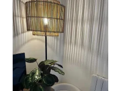 Staande Lamp Etnische Stijl Van Bamboe En Zwart Metaal - D 40 Cm X H 157,5 Cm - Parana-OZAIA New