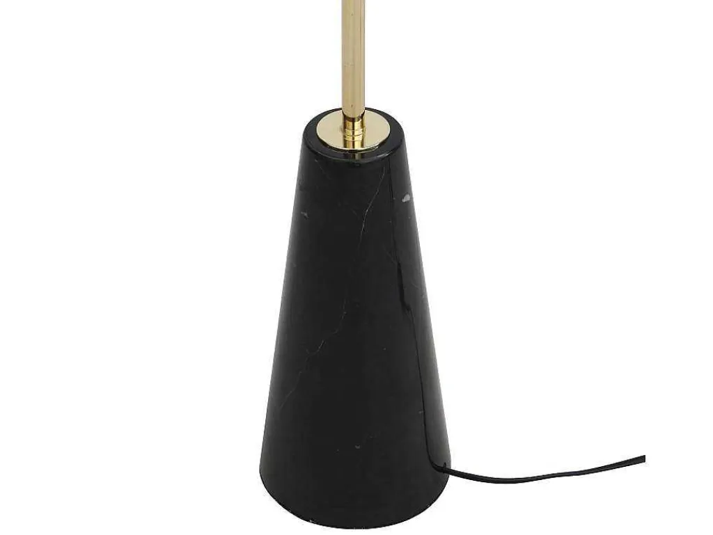Staande Lamp In Vintage-Stijl - Marmeren Voet En Witte Stoffen Kap - D40 X H160 Cm - Merple-OZAIA