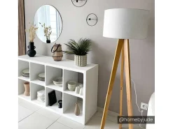 Staande Lamp Lorens - Hout En Linnen - 45 X 45 X 153 Cm - Wit-OZAIA Online