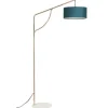 Staande Lamp Met Boog - Art-Decostijl Van Koper En Marmer - Velours - H164 Cm - Blauwgroen - Nour-OZAIA Hot