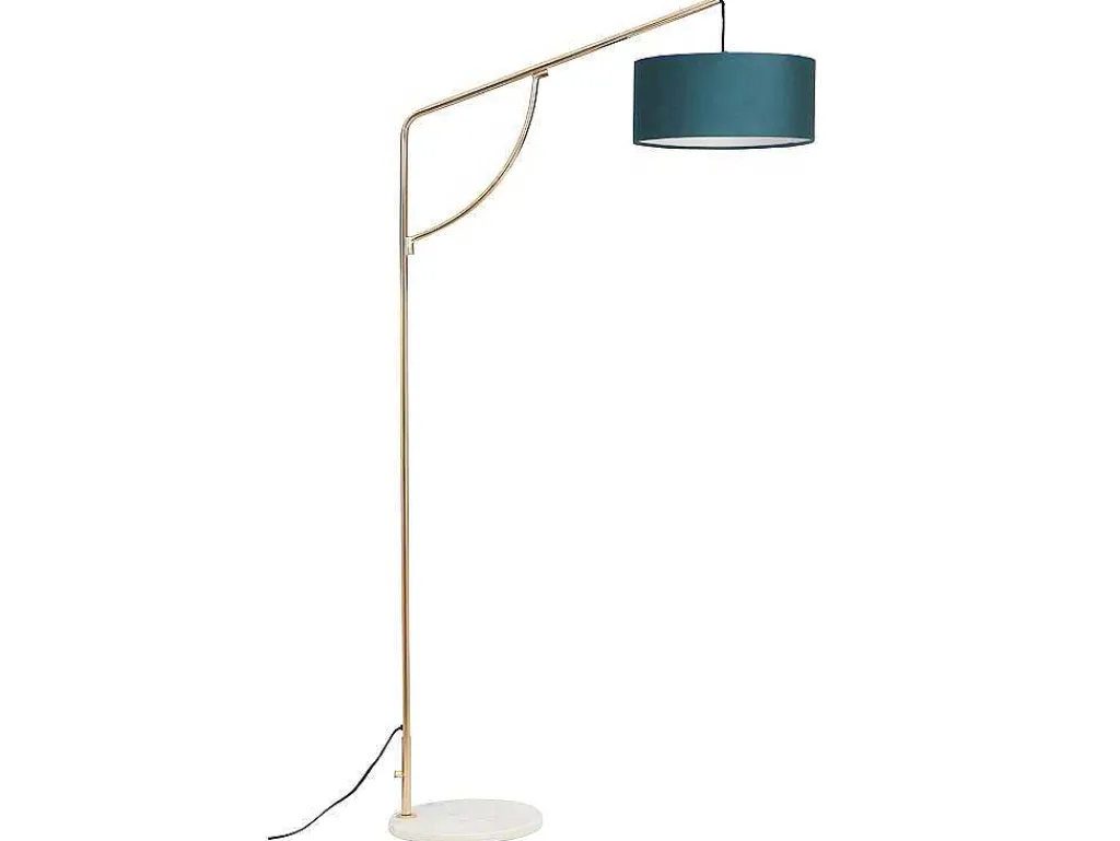 Staande Lamp Met Boog - Art-Decostijl Van Koper En Marmer - Velours - H164 Cm - Blauwgroen - Nour-OZAIA Hot