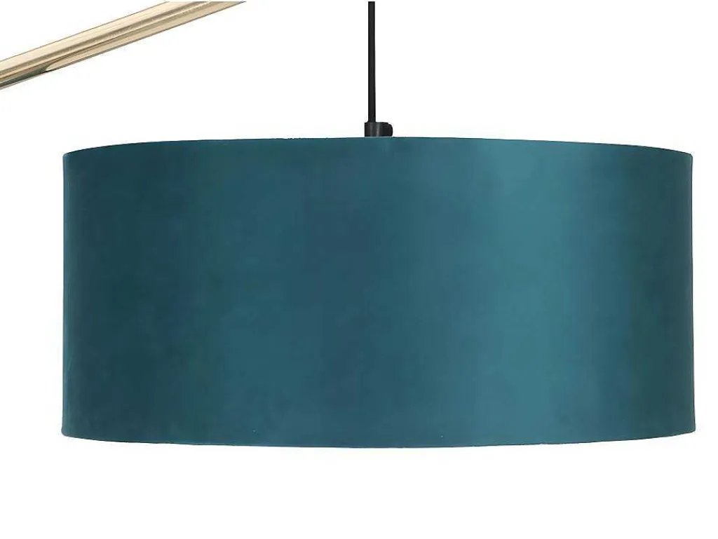 Staande Lamp Met Boog - Art-Decostijl Van Koper En Marmer - Velours - H164 Cm - Blauwgroen - Nour-OZAIA Hot