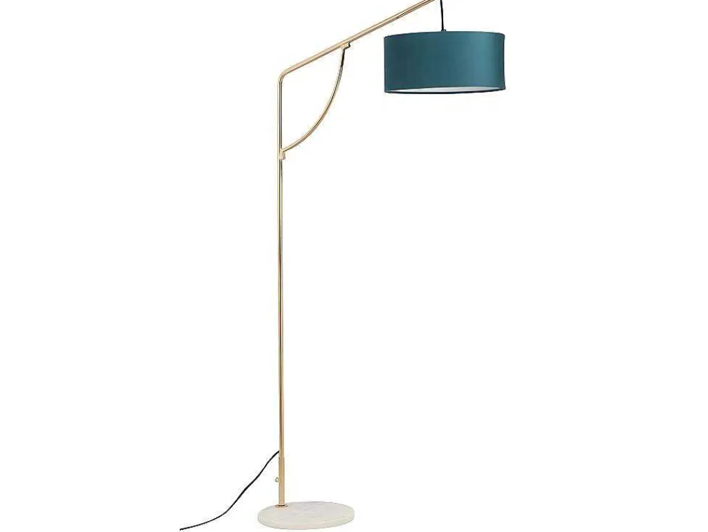 Staande Lamp Met Boog - Art-Decostijl Van Koper En Marmer - Velours - H164 Cm - Blauwgroen - Nour-OZAIA Hot