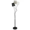 Staande Lamp Met Hedendaagse Stijl Met 3 Lampenkappen Veritas - Metaal En Stof - 23 X 23 X 149,5 Cm - Grijs, Zwart, Wit-OZAIA Sale
