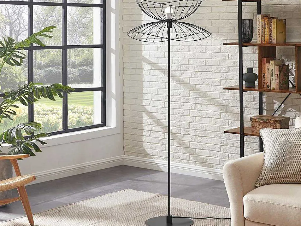 Staande Lamp Met Rechte Kabelbuis - Metaal - H 160 Cm - Zwart - Mania-OZAIA Clearance