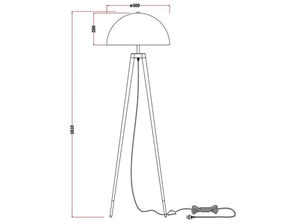Staande Lamp Op Driepoot Van Metaal - H165 Cm - Zwart En Goudkleurig - Batley-OZAIA New