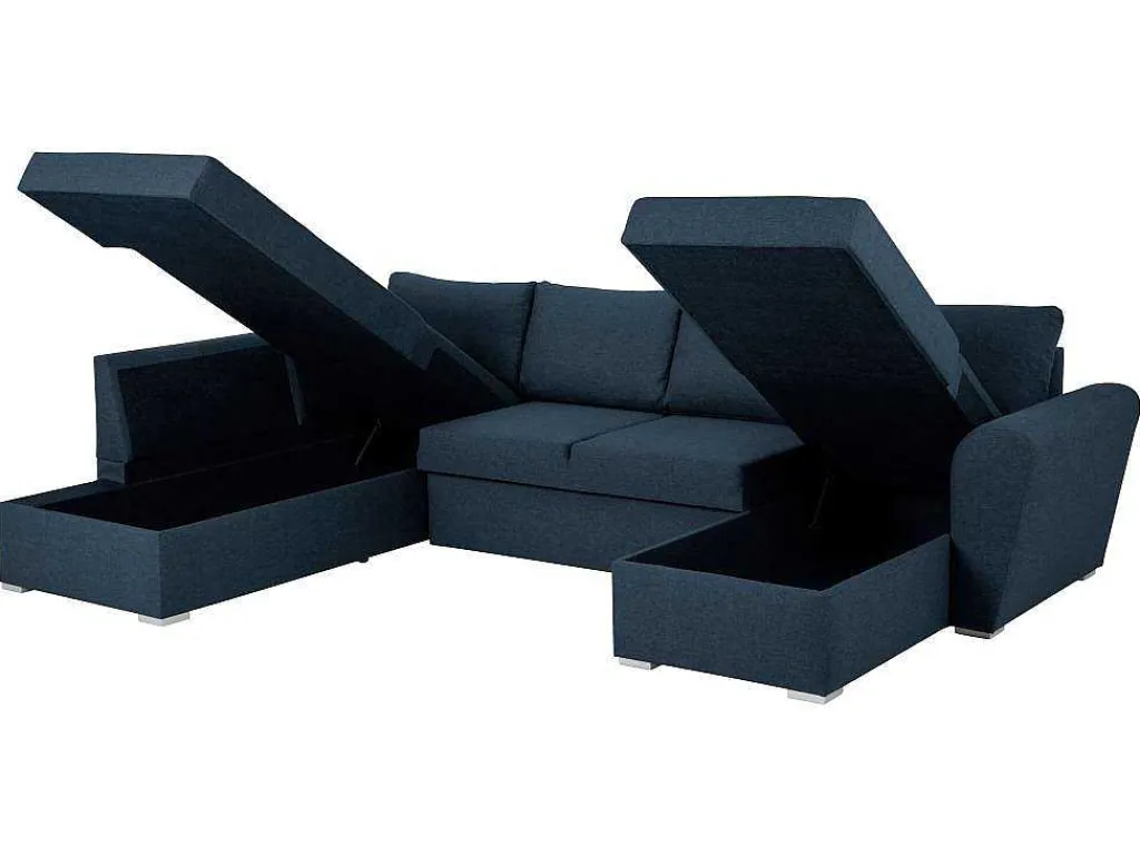 Stan Slaapbank, Hoek Links Met Chaise Longue Rechts, In Blauw.-Vente-unique Discount
