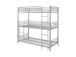 Stapelbed - 3 X 90 X 190 Cm - Metaal - Zilverkleur - Met Matras - Elouan-Vente-unique Discount