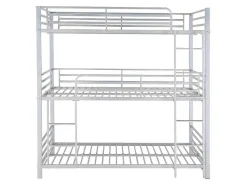 Stapelbed - 3 X 90 X 190 Cm - Metaal - Zilverkleur - Met Matras - Elouan-Vente-unique Discount
