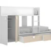 Stapelbed - Ingebouwde Kast - 2X90X190Cm - Wit En Eiken + Matras - Juanito-Vente-unique Sale