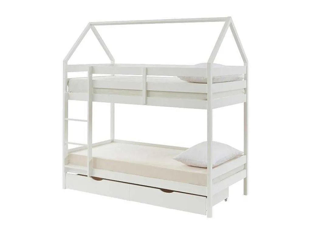 Stapelbed 2 X 90 X 190 Cm - 2 Laden - Grenen - Wit - Chori-Vente-unique