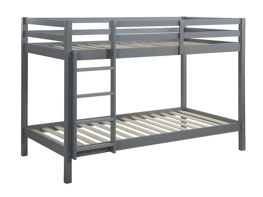 Stapelbed Anicet Ii - 2 X 90X 190 Cm - Massief Grenen - Grijs + Matras-Vente-unique Best
