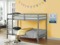 Stapelbed Anicet Ii - 2 X 90X 190 Cm - Massief Grenen - Grijs + Matras-Vente-unique Best