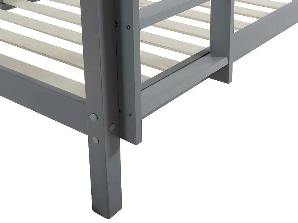Stapelbed Anicet Ii - 2 X 90X 190 Cm - Massief Grenen - Grijs-Vente-unique Clearance