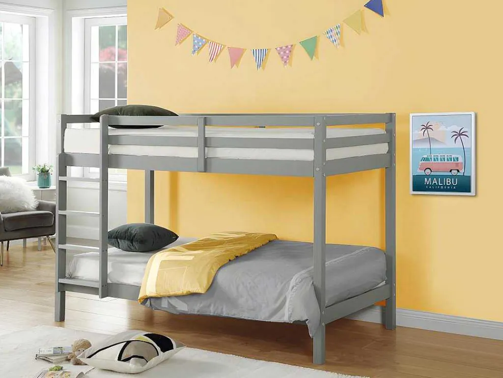 Stapelbed Anicet Ii - 2 X 90X 190 Cm - Massief Grenen - Grijs-Vente-unique Clearance