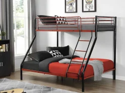 Stapelbed Elevatio Iv - 90 En 140 X 190 Cm - Staal - Zwart En Rood-Vente-unique Outlet