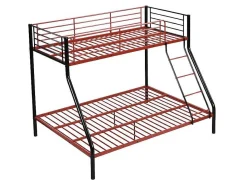 Stapelbed Elevatio Iv - 90 En 140 X 190 Cm - Staal - Zwart En Rood + Matras-Vente-unique Hot
