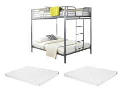 Stapelbed Gemini Ii - 2 X 140 X 190 Cm - Zilverkleurig + 2 Matrassen-Vente-unique Best