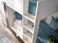 Stapelbed Juanito Met Ingebouwde Kast - 2 X 90 X 190 Cm - Wit, Eiken En Antraciet-Vente-unique Discount