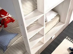Stapelbed Juanito Met Ingebouwde Kast En Opbergruimte - 2X90X190Cm - Wit, Eiken En Taupe-Vente-unique