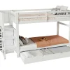 Stapelbed Met Onderschuifbed - Massief Grenenhout - 3X90X200 Cm - Opbergtrap Met 4 Lades - Veiligheidsbarrieres - Wit-ModernLuxe Outlet