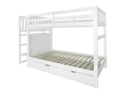 Stapelbed Met Onderschuifbed - Massief Grenenhout - 3X90X200 Cm - Opbergtrap Met 4 Lades - Veiligheidsbarrieres - Wit-ModernLuxe Outlet