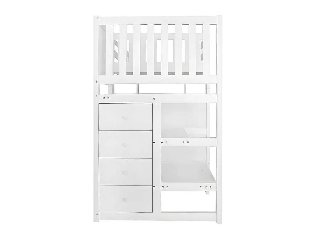 Stapelbed Met Onderschuifbed - Massief Grenenhout - 3X90X200 Cm - Opbergtrap Met 4 Lades - Veiligheidsbarrieres - Wit-ModernLuxe Outlet