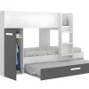Stapelbed Met Opbergruimtes 3 X 90 X 190 Cm - Antraciet En Wit - Met Matras - Anthony-Vente-unique Hot