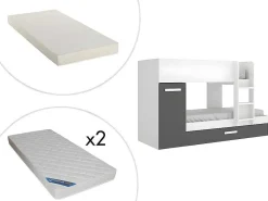 Stapelbed Met Opbergruimtes 3 X 90 X 190 Cm - Antraciet En Wit - Met Matras - Anthony-Vente-unique Hot