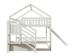 Stapelbed Voor Kinderen 140X200Cm - Met Opbergtrap En Glijbaan - Wit-ModernLuxe Online