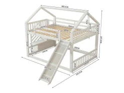 Stapelbed Voor Kinderen 140X200Cm - Met Opbergtrap En Glijbaan - Wit-ModernLuxe Online