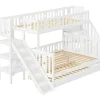 Stapelbed 90X200 + 140X200 Cm - Massief Hout - Met Glijbaan, Plank En Onderschuifbed - Wit-ModernLuxe Outlet