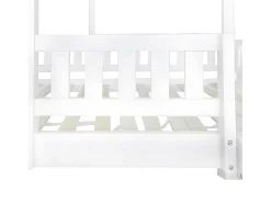 Stapelbed 90X200Cm - Grenenhout En Mdf Structuur - Met Glijbaan En Opbergtrap - Een Grote Lade Onder Het Bed - Wit-ModernLuxe Best