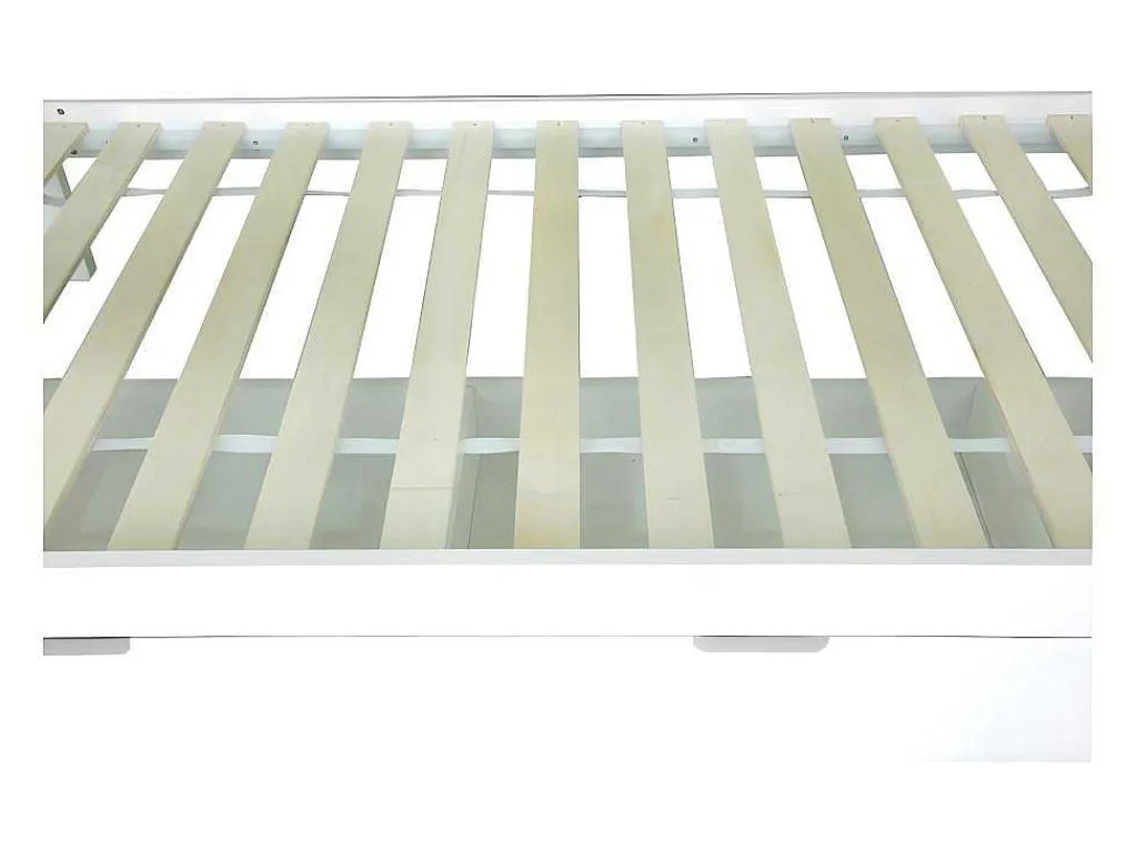 Stapelbed 90X200Cm - Grenenhout En Mdf Structuur - Met Glijbaan En Opbergtrap - Een Grote Lade Onder Het Bed - Wit-ModernLuxe Best