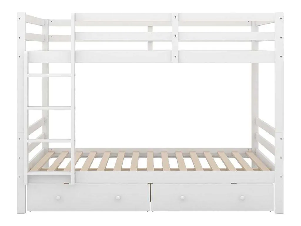 Stapelbedden 140 X 200 Cm Met 2 Grote Lades - Leuning En Trap - Mdf Hout - Grijs-Vente-unique Discount