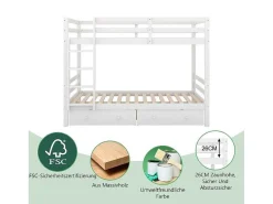 Stapelbedden 140 X 200 Cm Met 2 Grote Lades - Leuning En Trap - Mdf Hout - Grijs-Vente-unique Discount