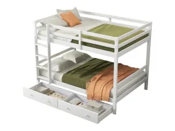 Stapelbedden 140 X 200 Cm Met 2 Grote Lades - Leuning En Trap - Mdf Hout - Grijs-Vente-unique Discount