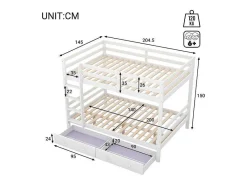 Stapelbedden 140 X 200 Cm Met 2 Grote Lades - Leuning En Trap - Mdf Hout - Grijs-Vente-unique Discount