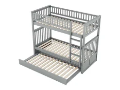 Stapelbedden 2 X 90 X 200 Cm + Onderschuifbed 90 X 190 Cm - Mdf Hout - Grijs - Anthony-Vente-unique Best