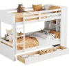 Stapelbedden 2 X 90 X 200 Cm Voor Kinderen - 2 Laden + 6 Vakken + Planken - Mdf Hout - Wit-Vente-unique Hot