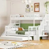 Stapelbedden Met Glijbaan En Planken, Onderschuifbed - 2 X 90 X 200 Cm + 140 X 200 Cm - Wit - Anthony-Vente-unique Hot